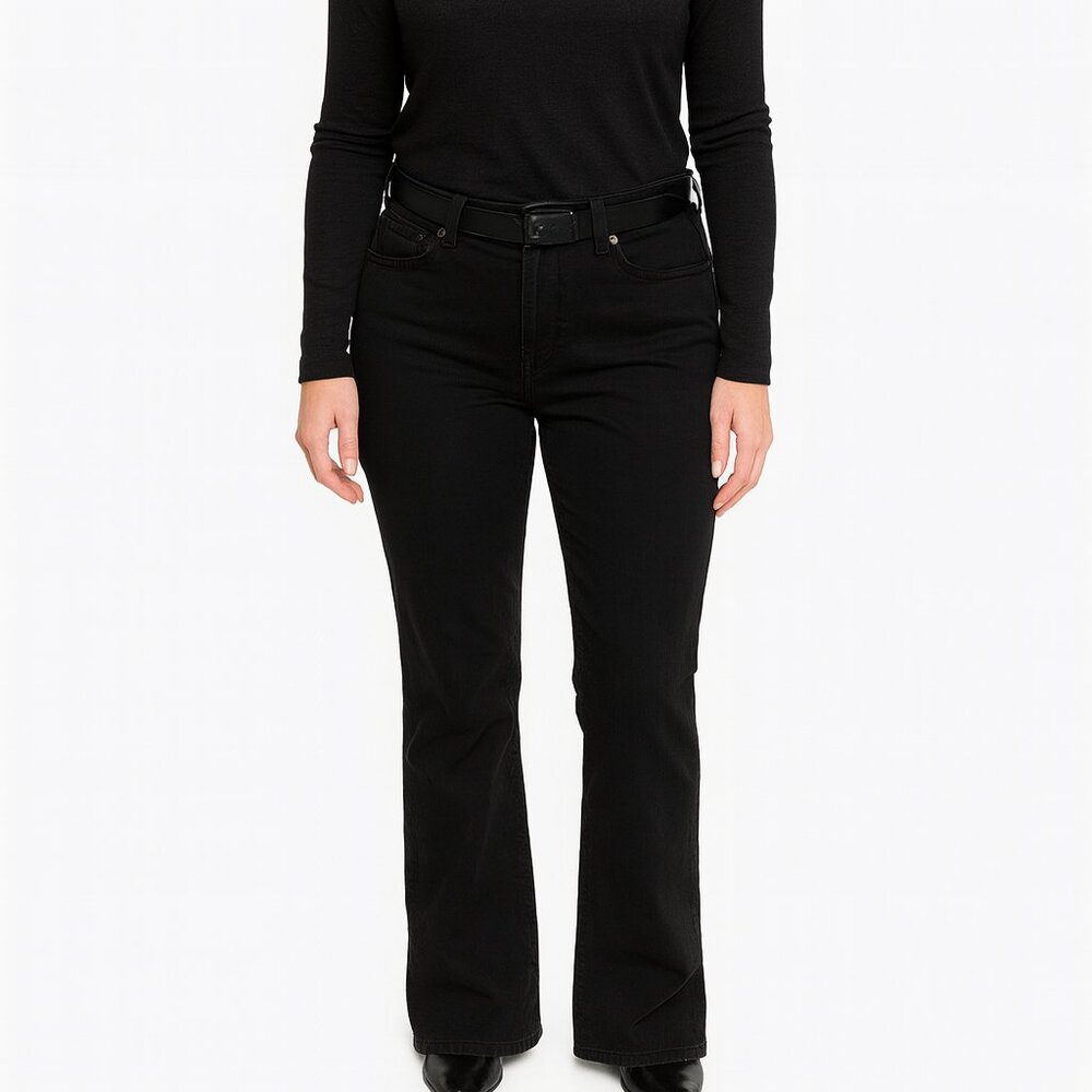 Lee Women’s Black Stretch Jeans Size 16M Bootcut Mid Rise Classic Fit